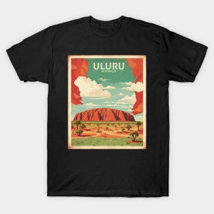 Uluru Australia Vintage Travel Poster Art T-Shirt